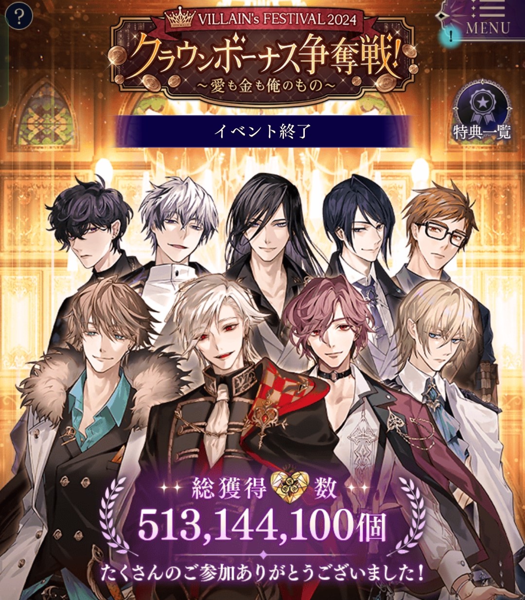 イケメンヴィランVILLAIN’s FESTIVAL2024(人気投票)結果感想